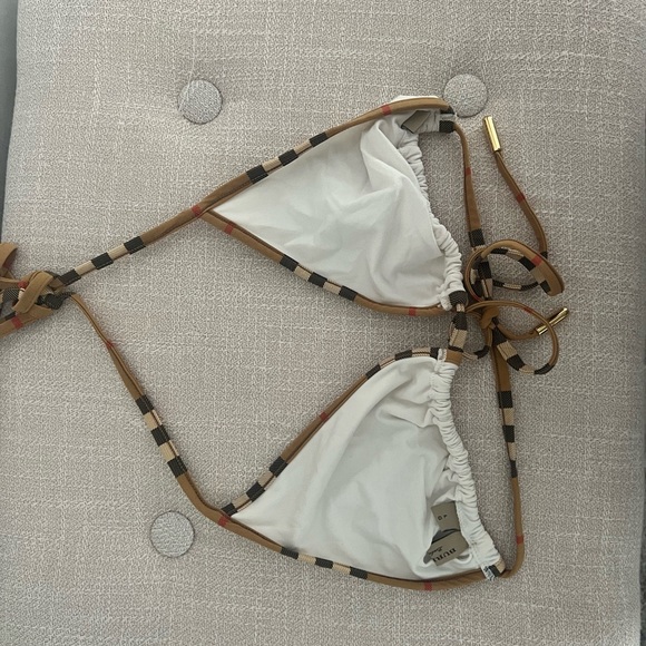 Burberry White Bikini with Check Trim - Picture 3 of 5